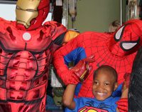 Superheroes swing by Brenner Children’s Hospital