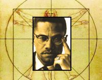 View Malcolm X as The Vitruvian Man at what would be his 90th birthday