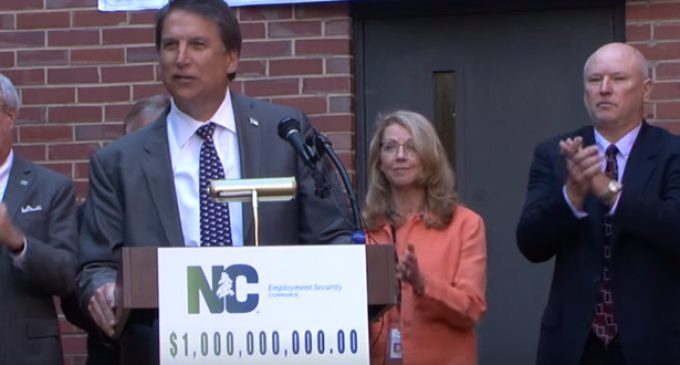 Governor McCrory announces  $1 billion reserve in  unemployment trust fund