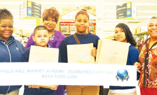 Students spread Earth Day messages with paper bag art