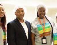 WSSU chancellor,  600 youth package meals for needy