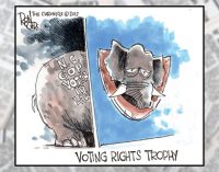 Political Cartoon: Voting Rights Trophy