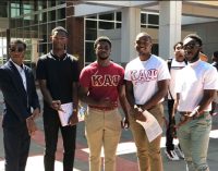 Members of Kappa Alpha Psi register students to vote at WSSU