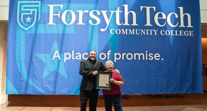 Forsyth Technical Community College presents Andrea Drum Kepple with the Order of the Long Leaf Pine