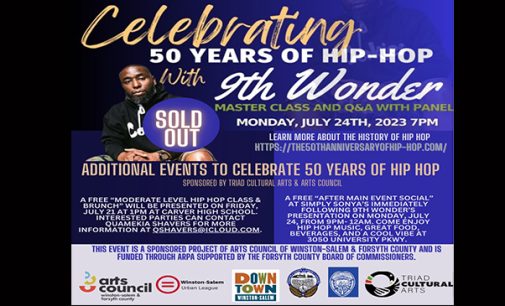 Triad Cultural Arts and Arts Council announce event celebrating 50 year of hip-hop with 9th Wonder