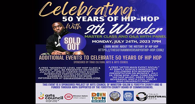 Triad Cultural Arts and Arts Council announce event celebrating 50 year of hip-hop with 9th Wonder