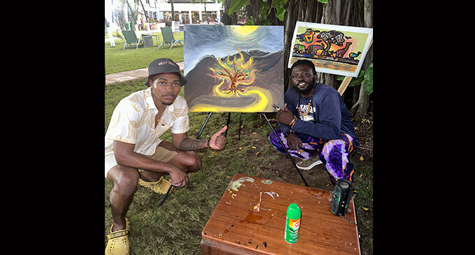 Hampton University grad student collaborates with Ghanaian artist to create commissioned painting, ‘Moses and the Burning Bush’