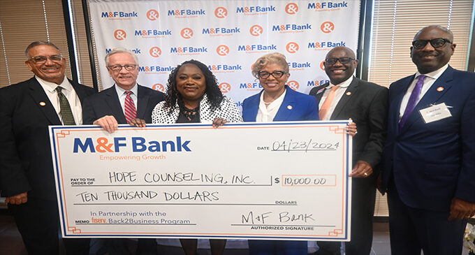 M&F Bank partners with Fiserv to award $10,000 grant to local small business