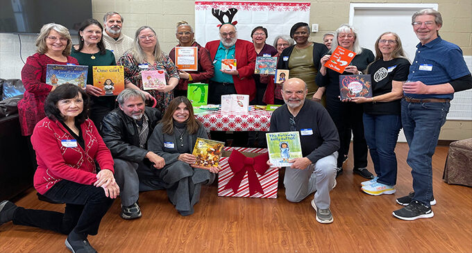 W-S Writers donated books to the Salvation Army Christmas Cheer Program during their holiday party