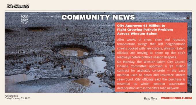 City Approves $3 Million to Fight Growing Pothole Problem Across Winston-Salem