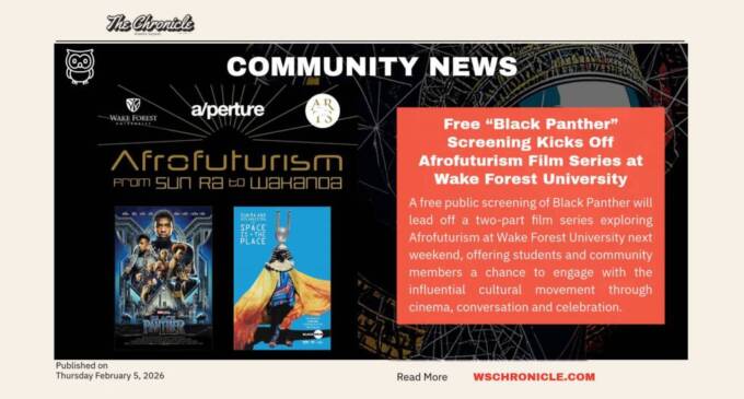 Free “Black Panther” Screening Kicks Off Afrofuturism Film Series at Wake Forest University