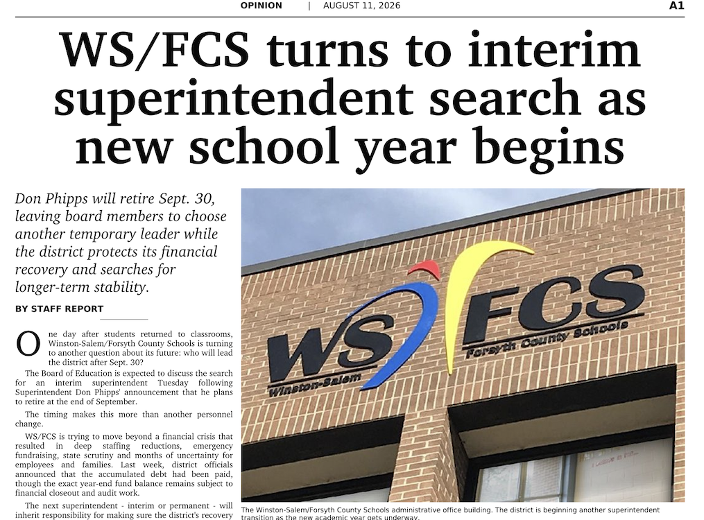 WS/FCS board turns to interim superintendent search as new school year begins